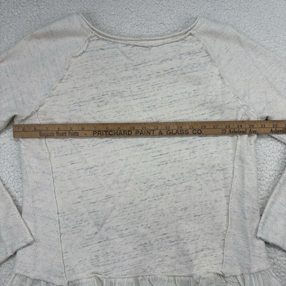Sundance Cream Oatmeal Sweater Peplum Ruffle Sweatshirt Size L Heathered Layered - Picture 5 of 6